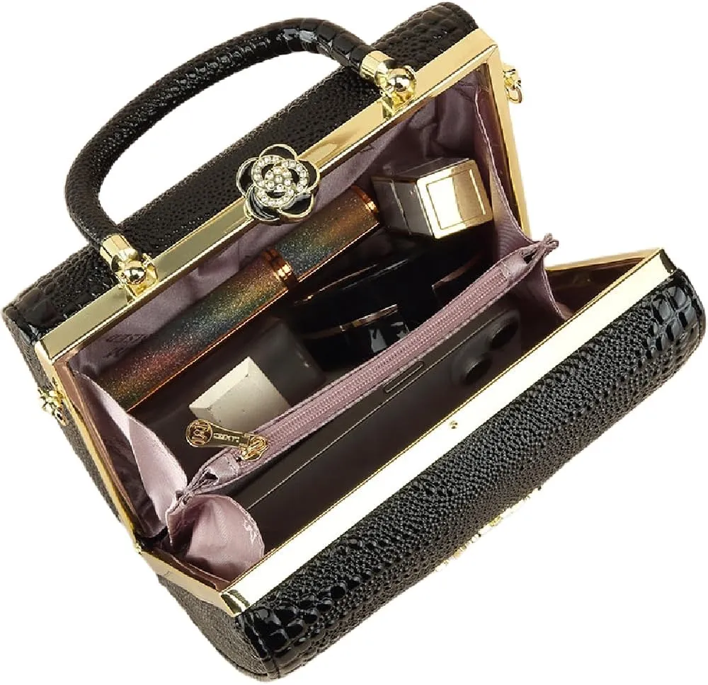Crocodile Pattern Leather Women's Bag Top Handle Satchel Handbags Evening Bag Purses Small Hard Box Shoulder Messenger Bags