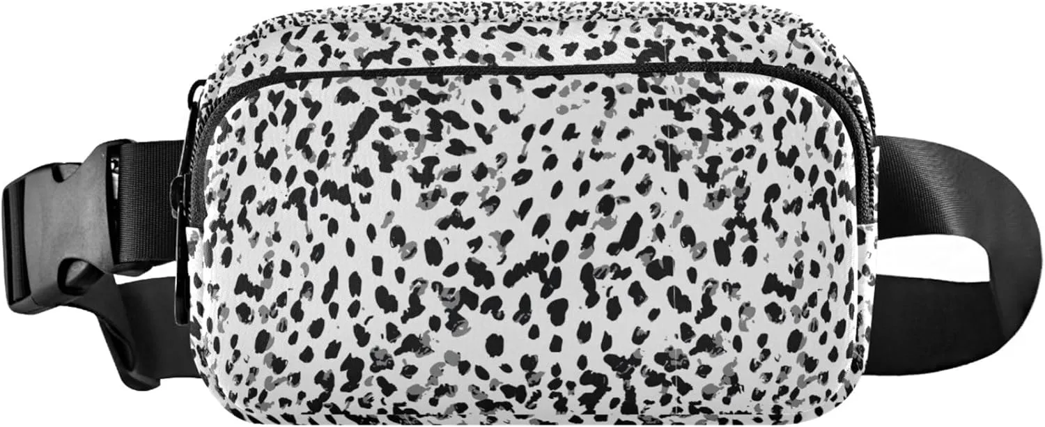 Custom Animal Print Black White Fanny Pack for Women Hip Pack Belt Pouch Waterproof Hiking Travel Waist Pack for Men