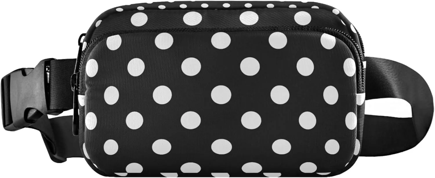 Custom Black White Dots Fanny Packs Women Waterproof Large Hip Belt Bag Colorful Crossbody Waist Pack