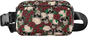 Customized Abstract Skull Rose Women Fanny Pack Hip Bag Belt Pouch Waterproof Bright Color Waist Bag for Women