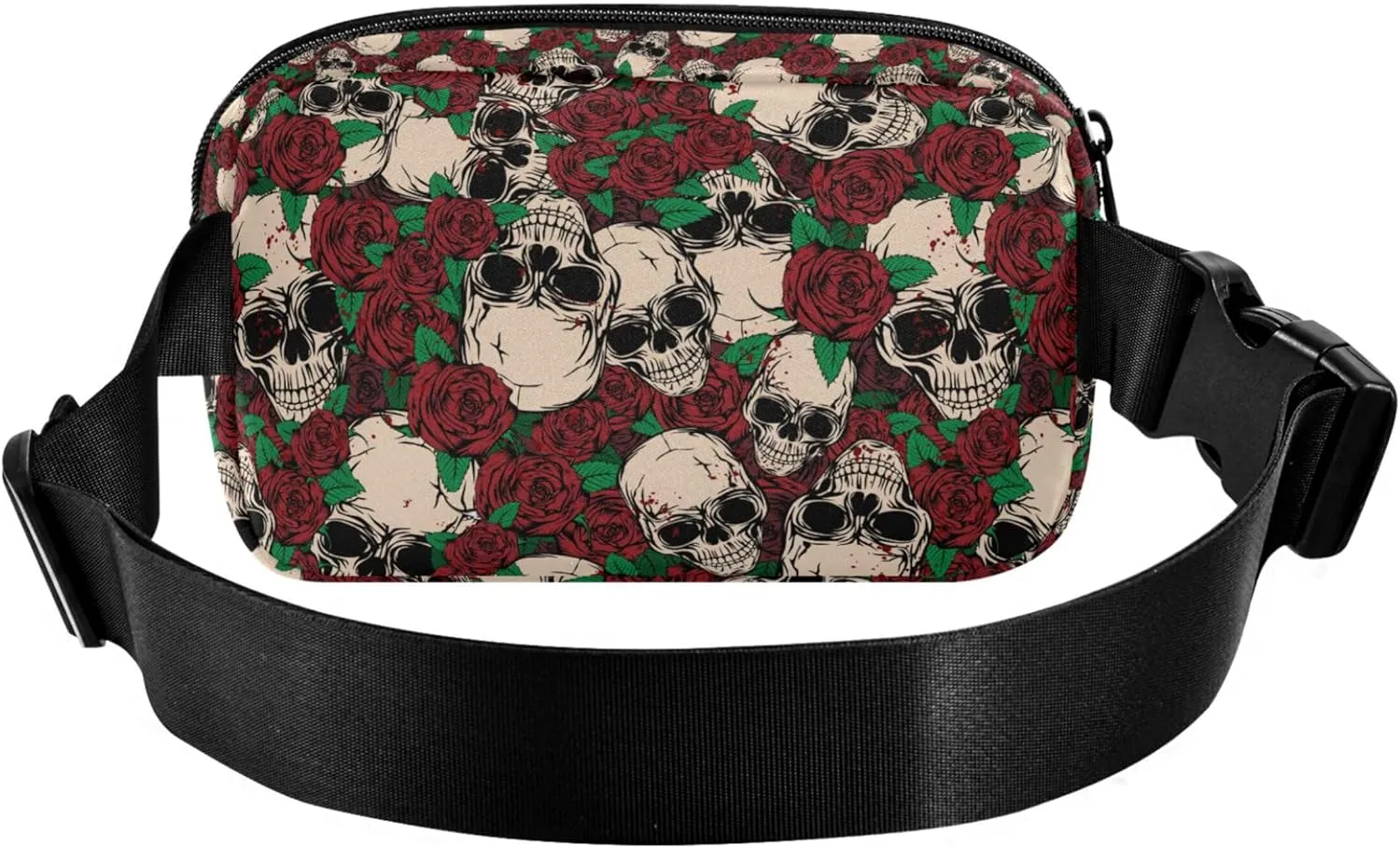 Customized Abstract Skull Rose Women Fanny Pack Hip Bag Belt Pouch Waterproof Bright Color Waist Bag for Women