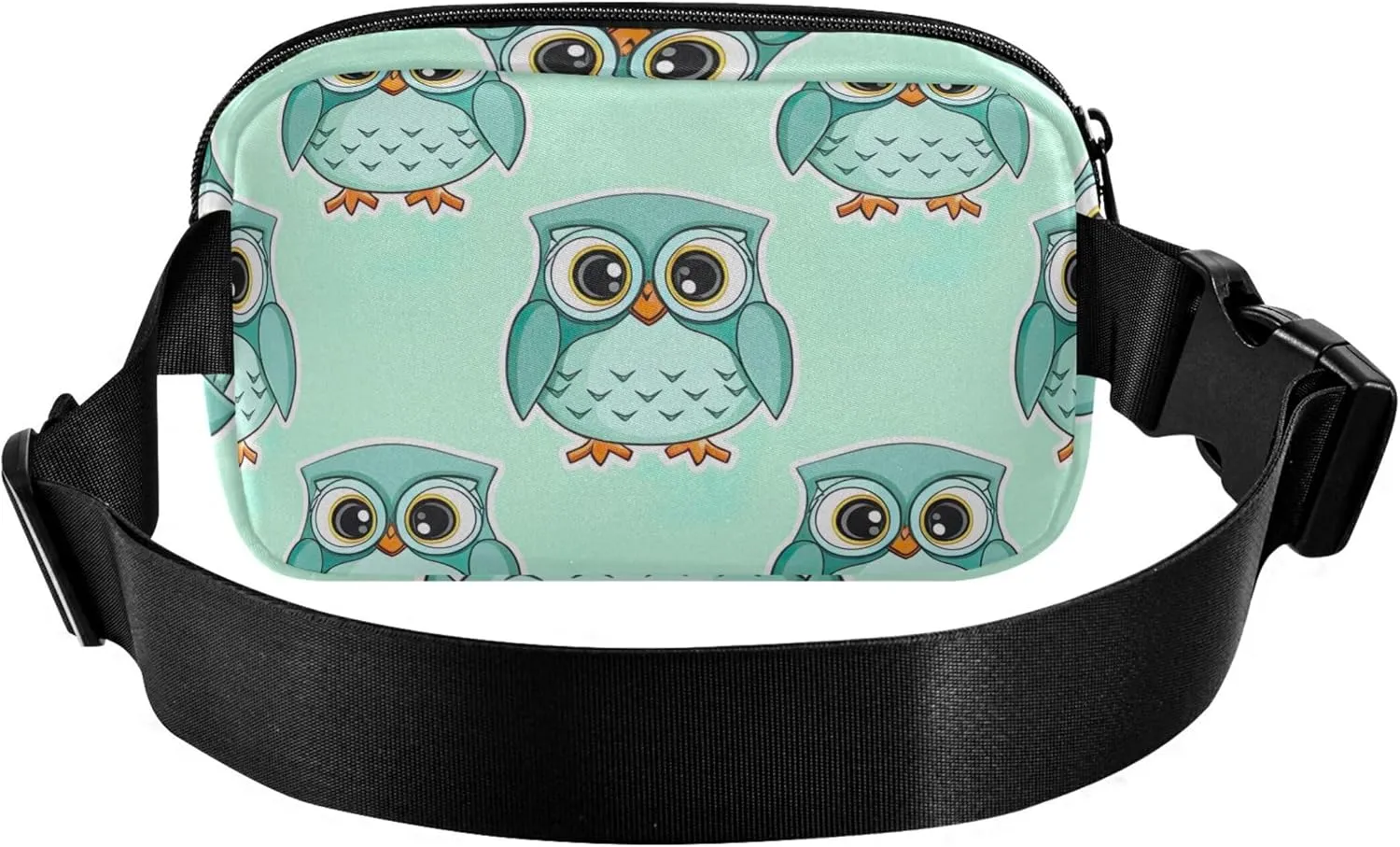 Cute Cartoon Owls Turquoise Women Fanny Packs Waterproof Belt Bags Hip Pack Flower Cross Body Waist Purse