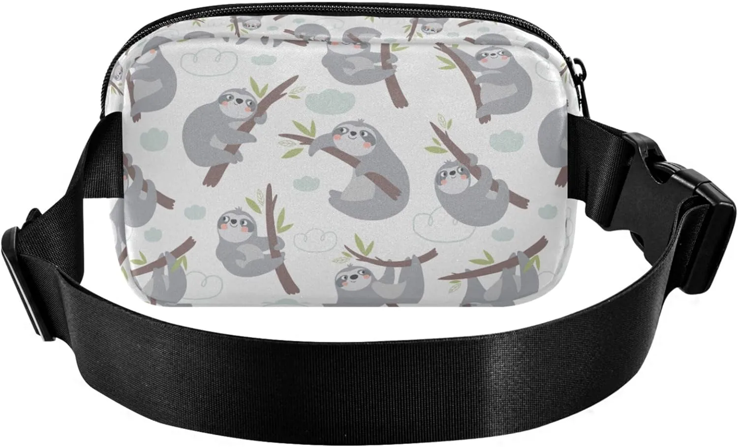 Cute Cartoon Sloth Print Waterproof Fanny Packs Women Hip Pouch Belt Bag Neon Cross Body Waist Pack