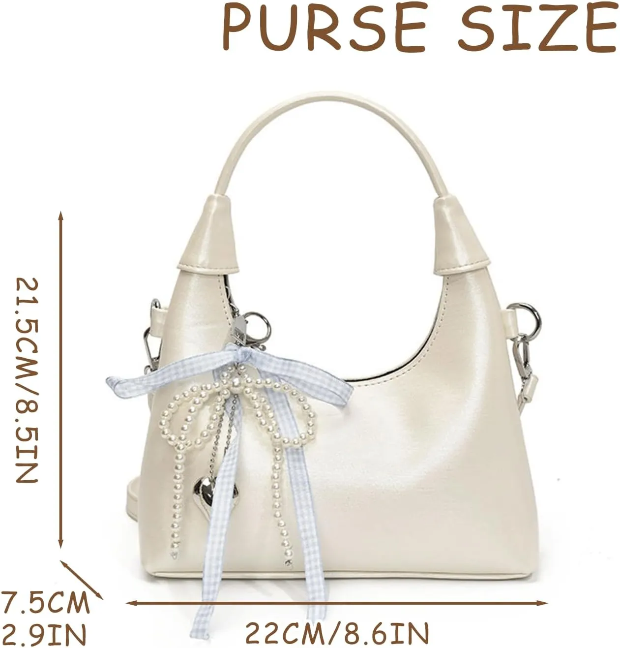 Cute Purse Small Hobo Bag Bow Pearl Charm Y2k Mini Purses Retro Classic Elegance Luxurious and Vintage Handbag