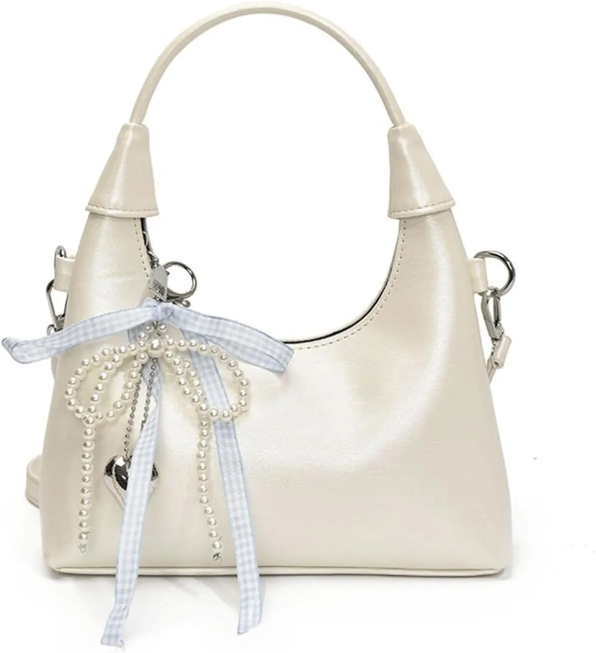 Cute Purse Small Hobo Bag Bow Pearl Charm Y2k Mini Purses Retro Classic Elegance Luxurious and Vintage Handbag