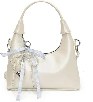 Cute Purse Small Hobo Bag Bow Pearl Charm Y2k Mini Purses Retro Classic Elegance Luxurious and Vintage Handbag