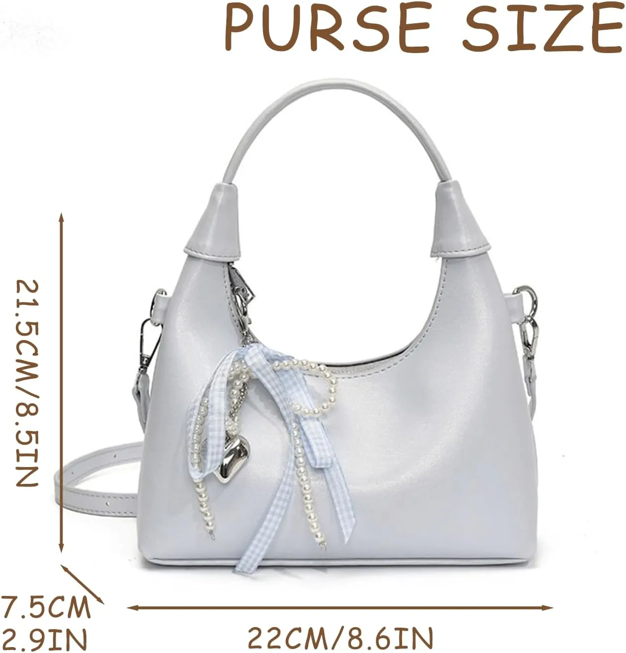 Cute Purse Small Hobo Bag Bow Pearl Charm Y2k Mini Purses Retro Classic Elegance Luxurious and Vintage Handbag