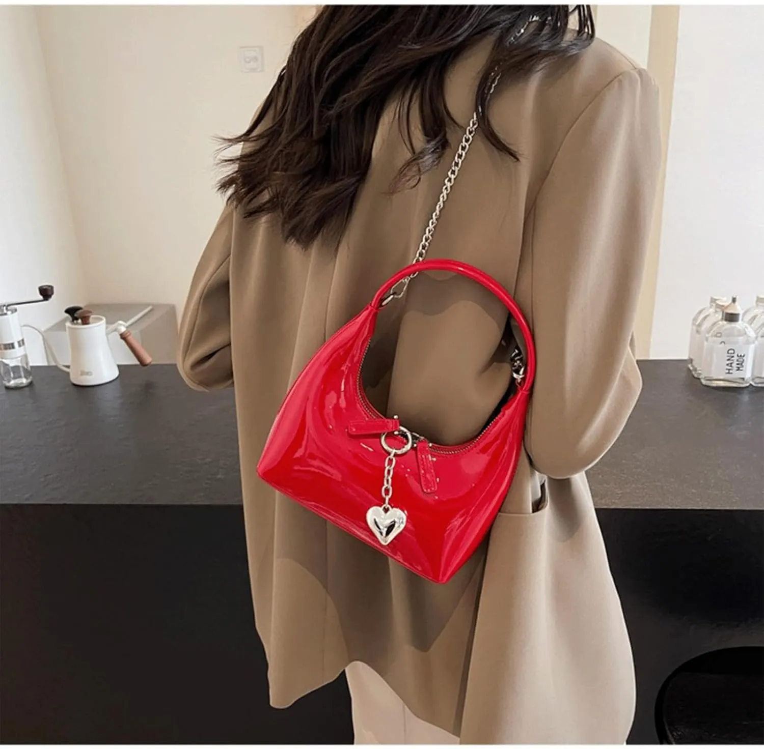 Cute Purse Small Hobo Bag Heart Charm Y2k Mini Purses Retro Classic Elegance Luxurious and Vintage Handbag
