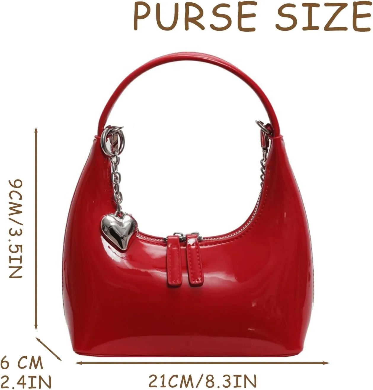 Cute Purse Small Hobo Bag Heart Charm Y2k Mini Purses Retro Classic Elegance Luxurious and Vintage Handbag