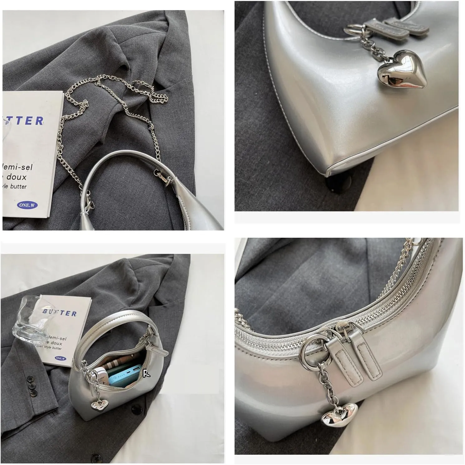 Cute Purse Small Hobo Bag Heart Charm Y2k Mini Purses Retro Classic Elegance Luxurious and Vintage Handbag