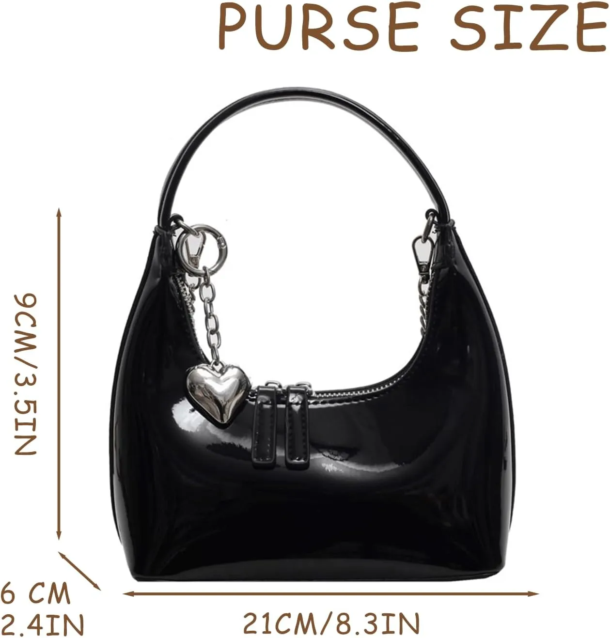 Cute Purse Small Hobo Bag Heart Charm Y2k Mini Purses Retro Classic Elegance Luxurious and Vintage Handbag