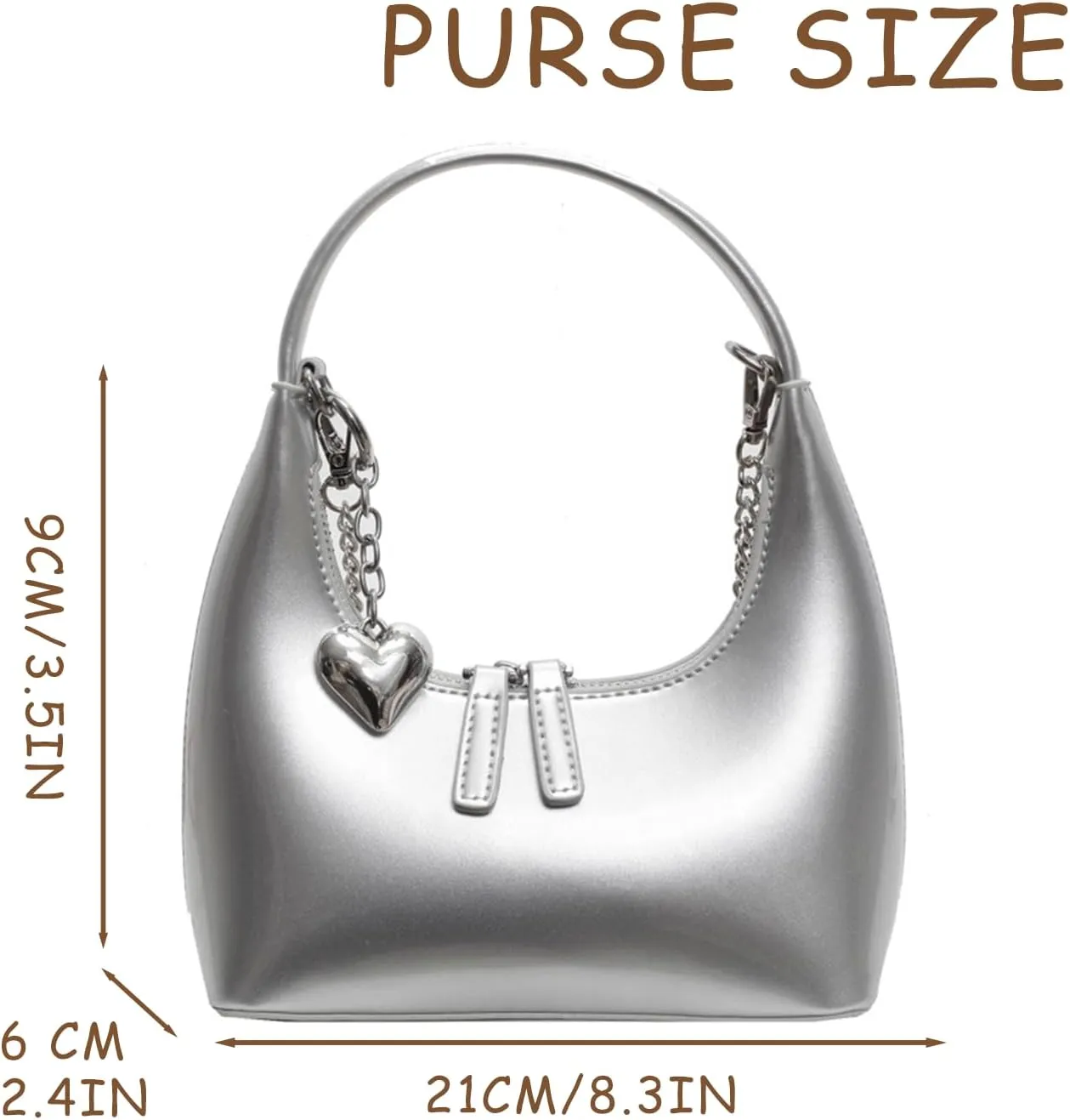 Cute Purse Small Hobo Bag Heart Charm Y2k Mini Purses Retro Classic Elegance Luxurious and Vintage Handbag