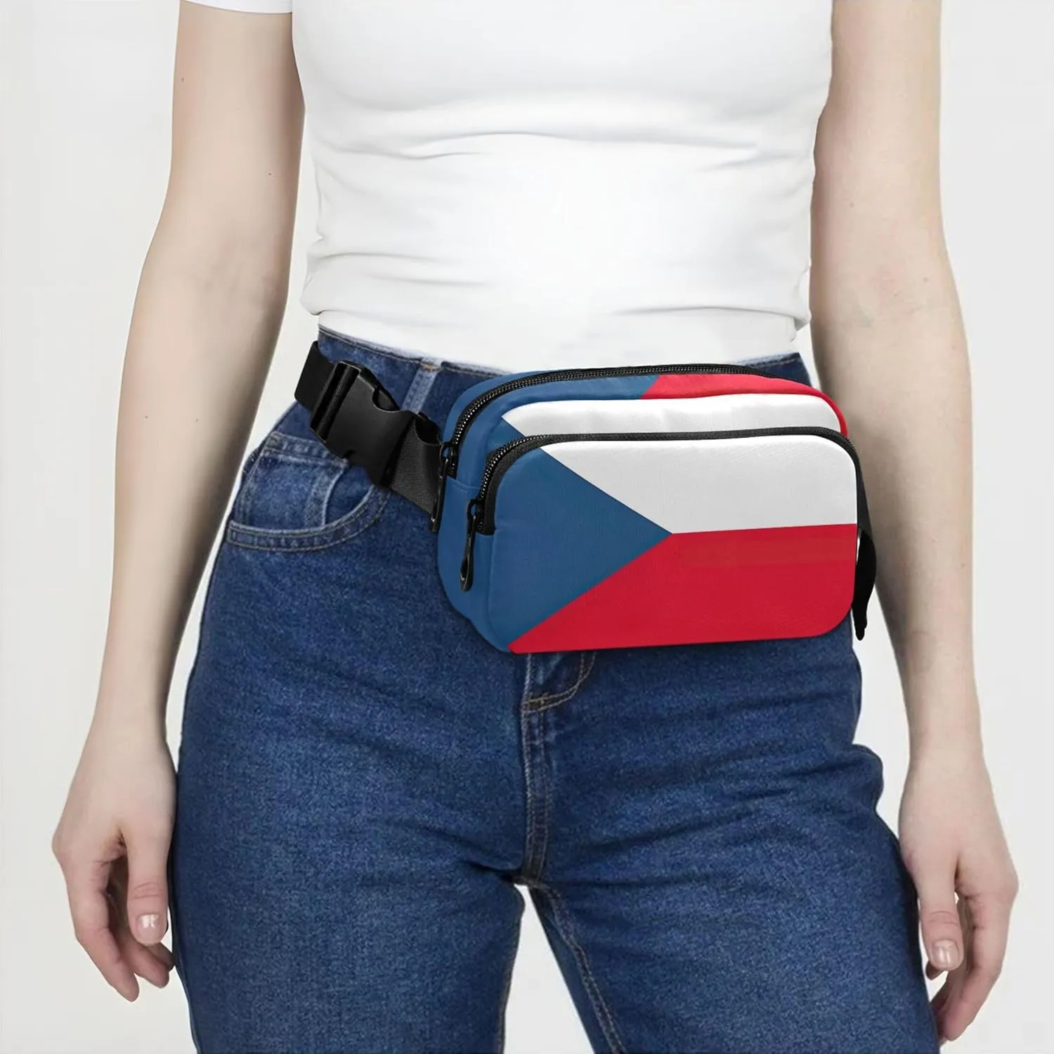 Czech Republic Flag Waterproof Womens Fanny Pack Anti Theft Belt Bag Designer Travel Waist Pack for Men