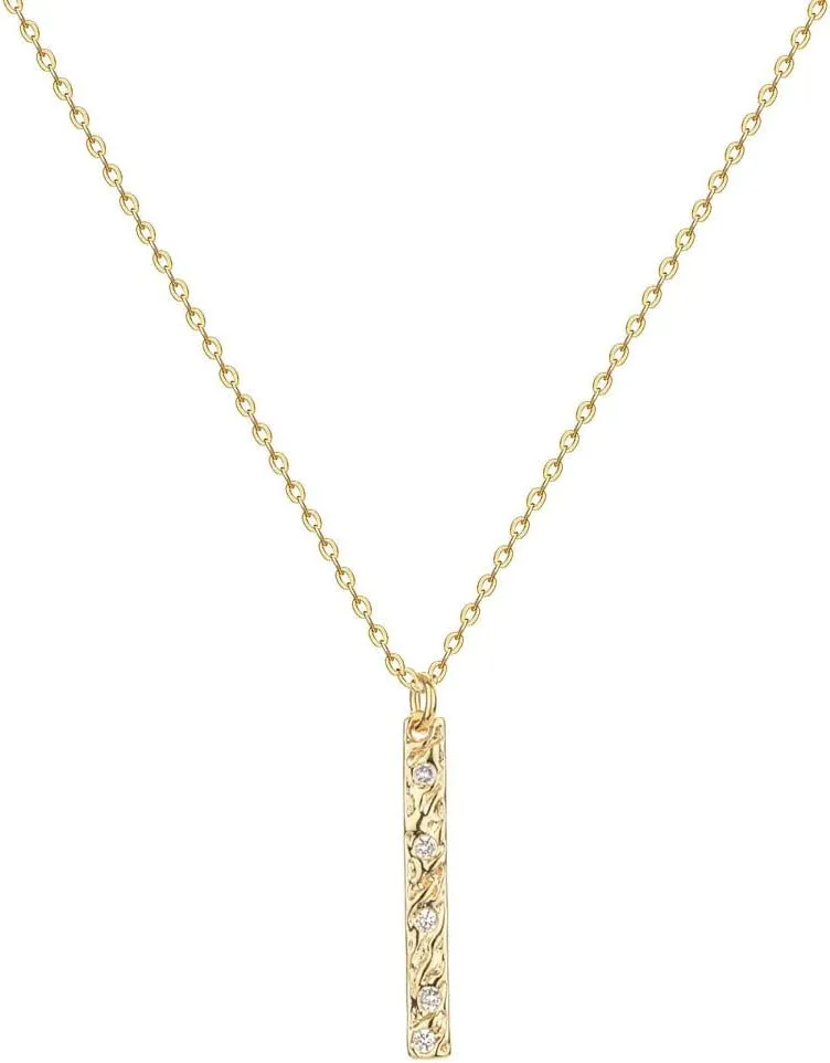 Dainty Gold Bar Necklace 14K Gold Plated Tiny Bar Pendant Necklaces Small Coin Choker Necklace for Women