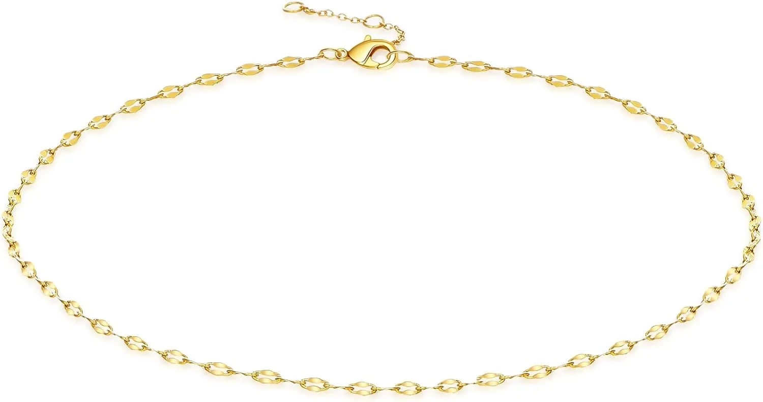 Dainty Gold Layered Bar Neckalce Moon Pendant Lariat Y Necklace 14K Gold Simple Necklace for Women