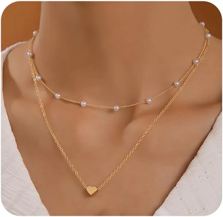 Dainty Layered Necklaces Pendent for Women Trendy Multilayer Bar Disc Simple Herringbone Adjustable Chain Layering Y Pendant Necklaces Jewelry