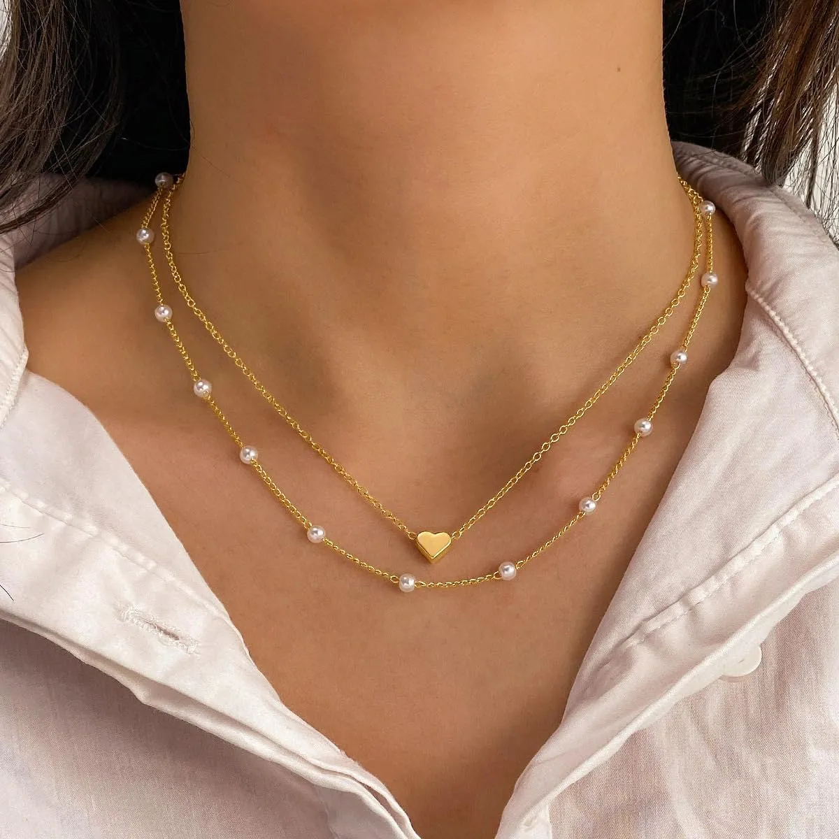 Dainty Layered Necklaces Pendent for Women Trendy Multilayer Bar Disc Simple Herringbone Adjustable Chain Layering Y Pendant Necklaces Jewelry