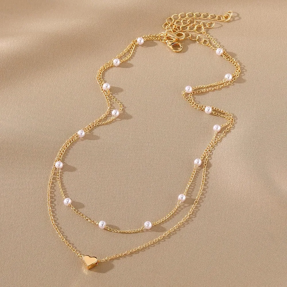 Dainty Layered Necklaces Pendent for Women Trendy Multilayer Bar Disc Simple Herringbone Adjustable Chain Layering Y Pendant Necklaces Jewelry