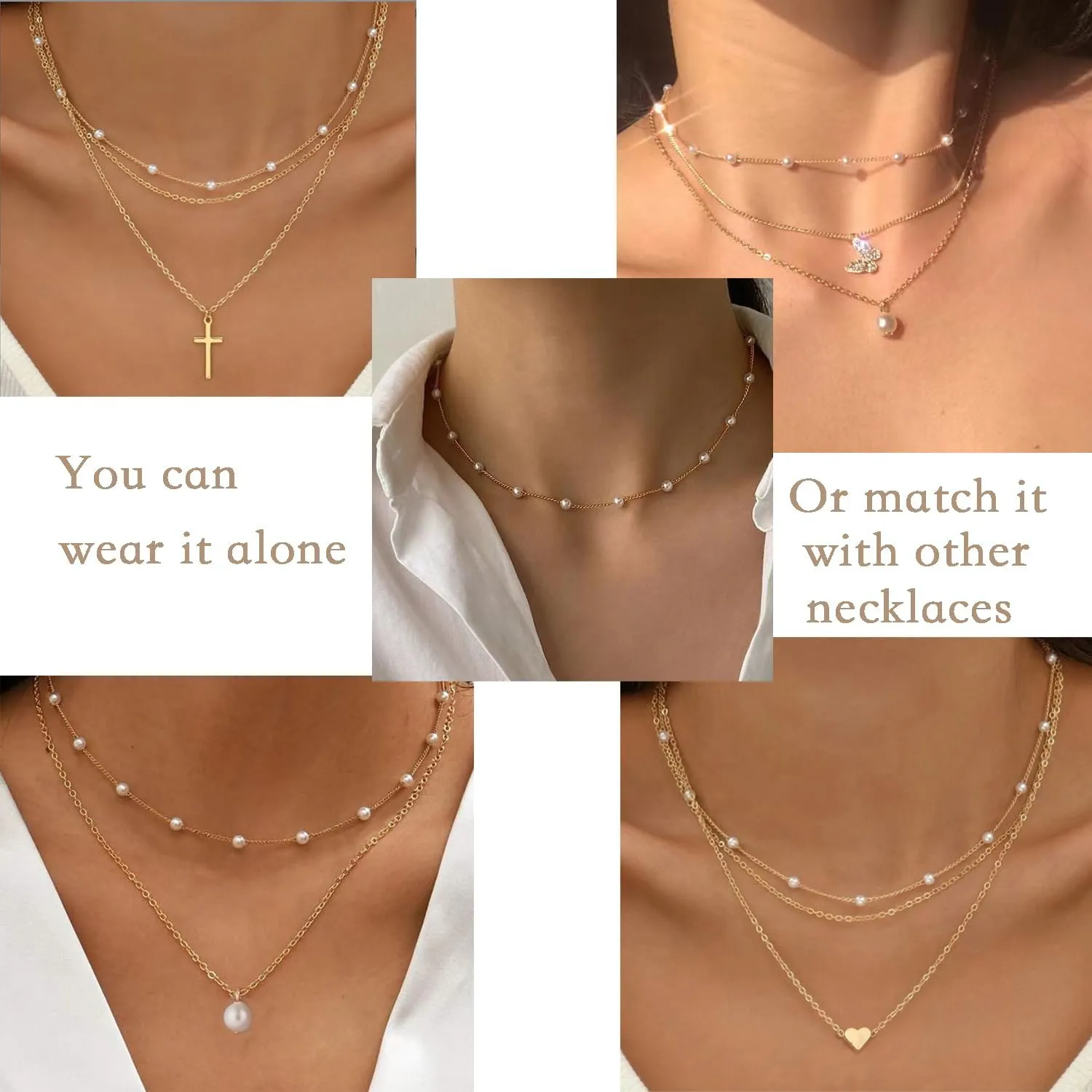 Dainty Layered Necklaces Pendent for Women Trendy Multilayer Bar Disc Simple Herringbone Adjustable Chain Layering Y Pendant Necklaces Jewelry