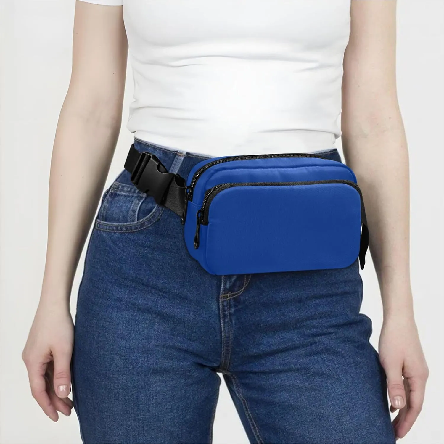 Dark Powder Blue Waterproof Fanny Pack for Women Hip Bag Belt Pouch Funky Travel Waist Pack for Men