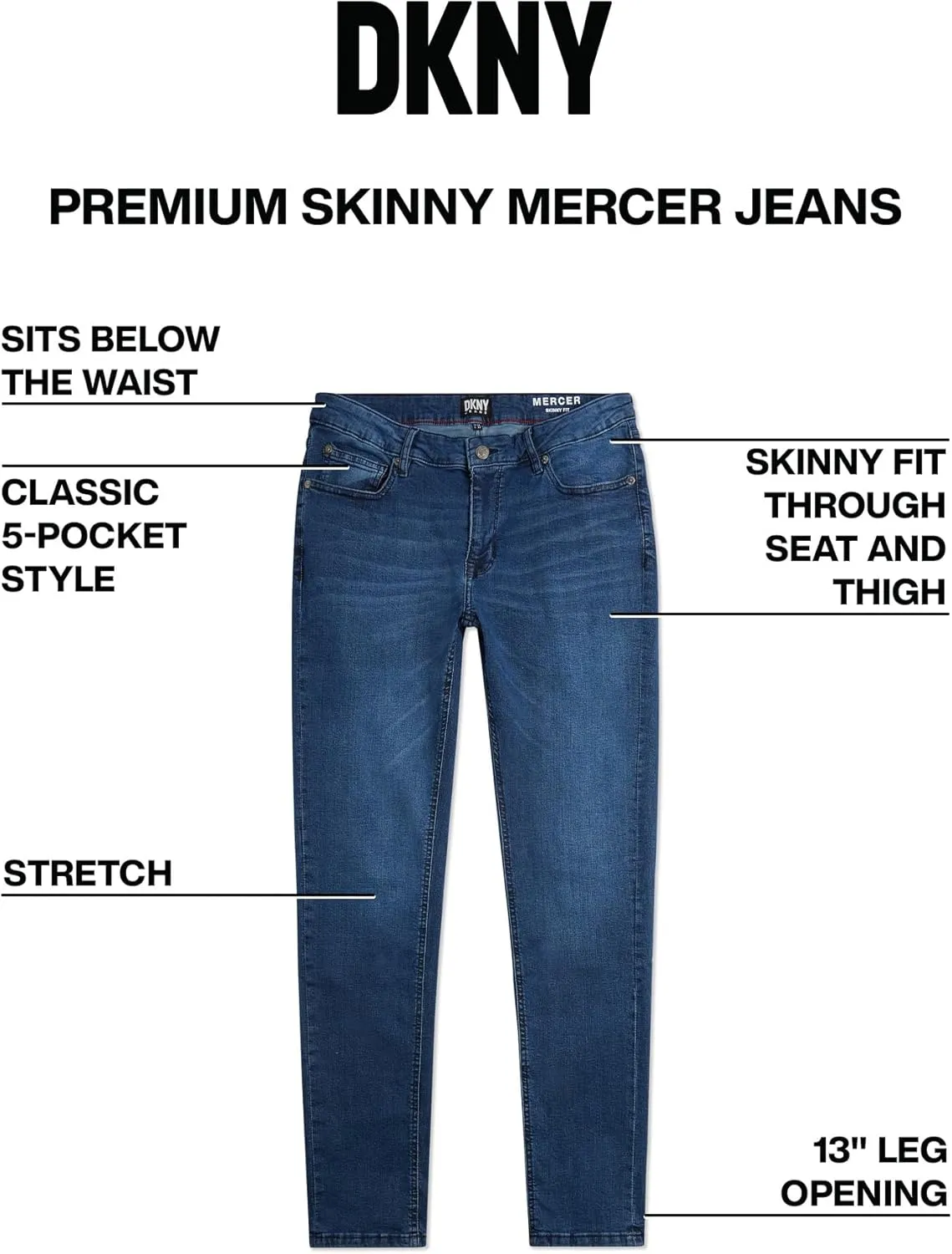 DKNY Jeans for Men - Premium Soft Skinny Fit Mens Stretch Jeans