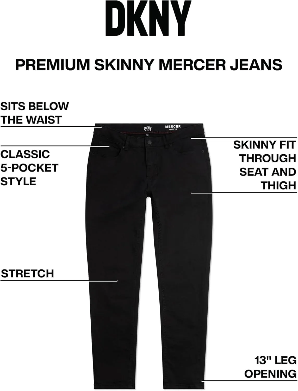 DKNY Jeans for Men - Premium Soft Skinny Fit Mens Stretch Jeans
