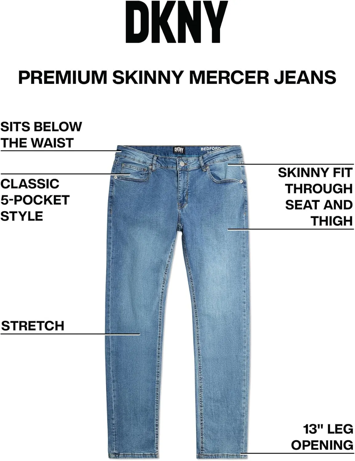 DKNY Jeans for Men - Premium Soft Skinny Fit Mens Stretch Jeans