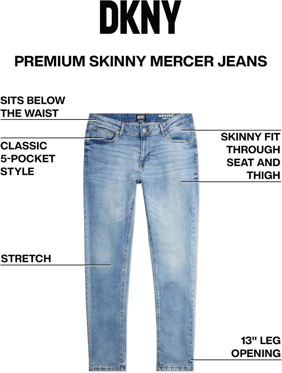 DKNY Jeans for Men - Premium Soft Skinny Fit Mens Stretch Jeans
