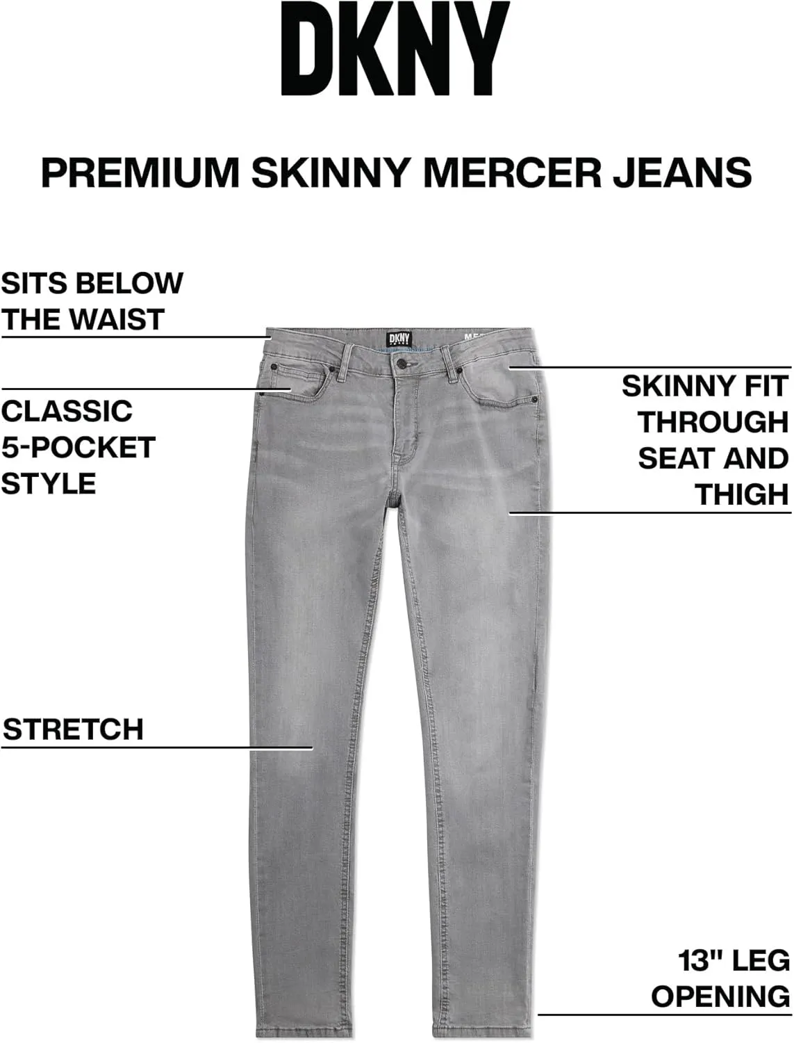 DKNY Jeans for Men - Premium Soft Skinny Fit Mens Stretch Jeans