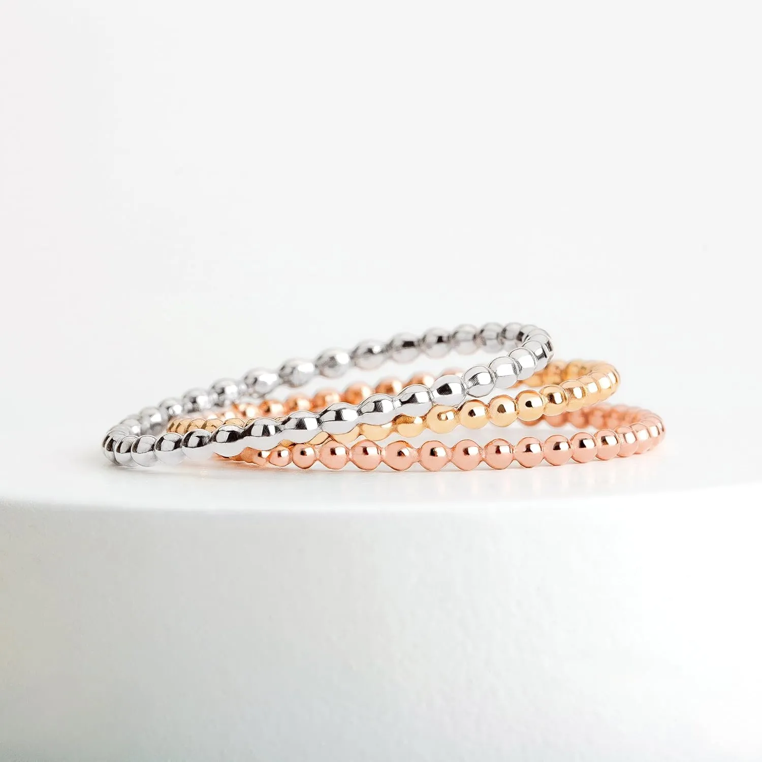 Dot Stacking Ring | Silver, Gold, or Rose Gold | Dotted Beaded Stackable Ring Band | Skinny Thin Bands Midi Ring Thumb Ring | USA Sizes 2-12 (5, 14K Gold Fill)