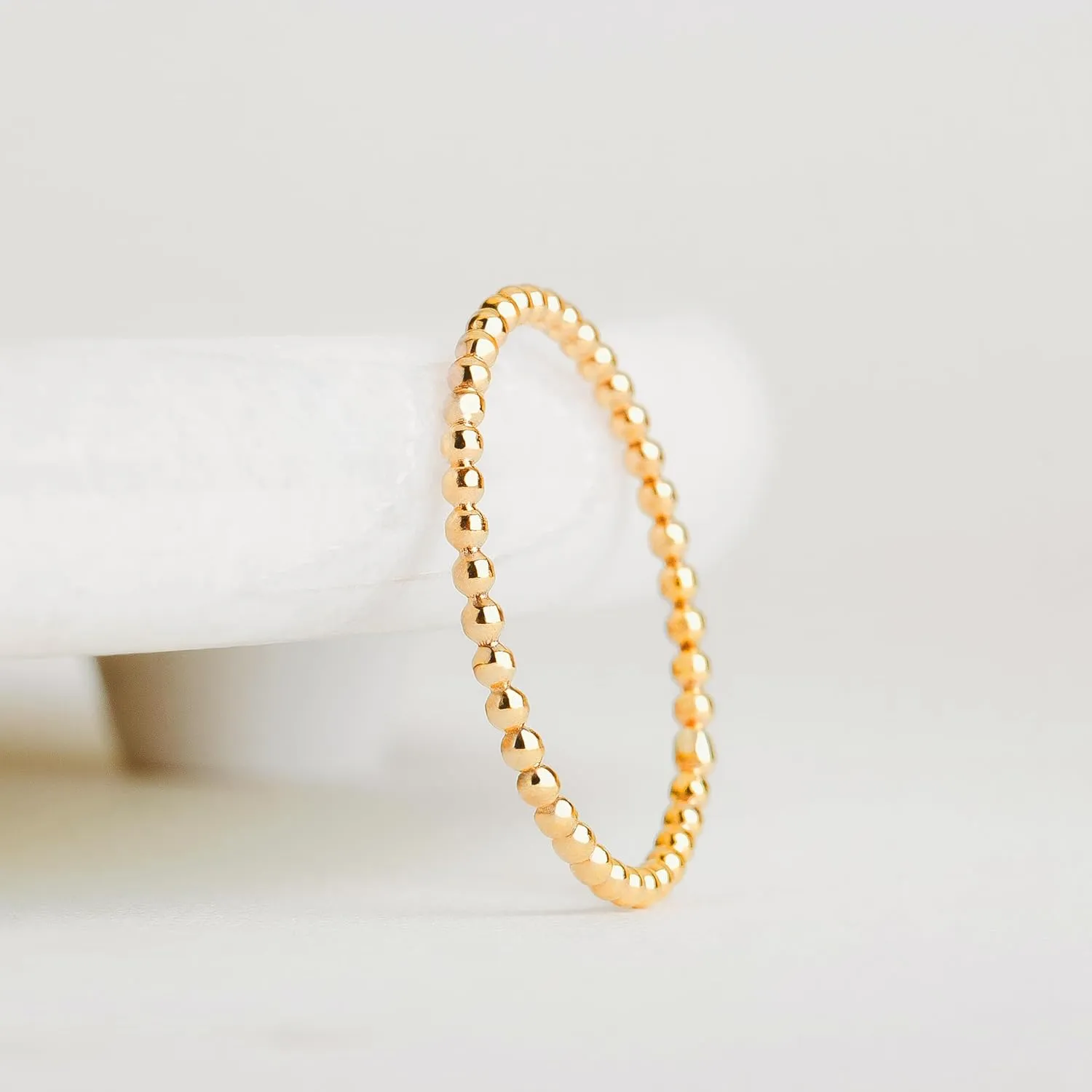 Dot Stacking Ring | Silver, Gold, or Rose Gold | Dotted Beaded Stackable Ring Band | Skinny Thin Bands Midi Ring Thumb Ring | USA Sizes 2-12 (5, 14K Gold Fill)