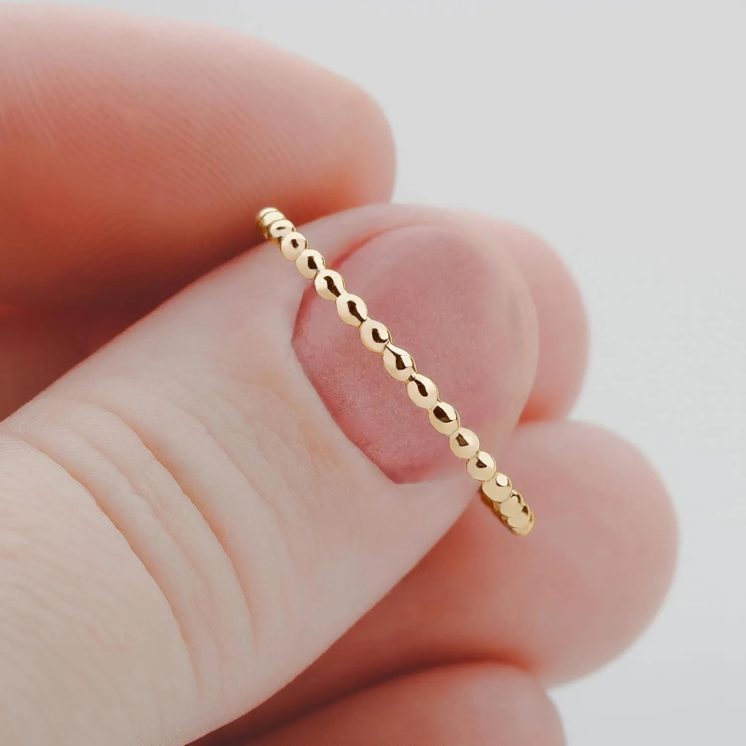 Dot Stacking Ring | Silver, Gold, or Rose Gold | Dotted Beaded Stackable Ring Band | Skinny Thin Bands Midi Ring Thumb Ring | USA Sizes 2-12 (5, 14K Gold Fill)