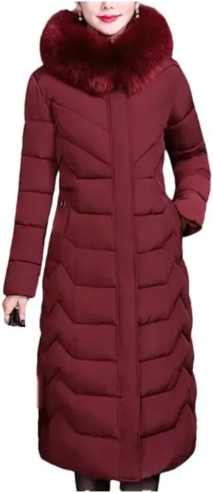 Down Cotton Padded Coat For Women Long Hooded Collar Parkas Middle-Aged Elderly Mother Winter Jacket