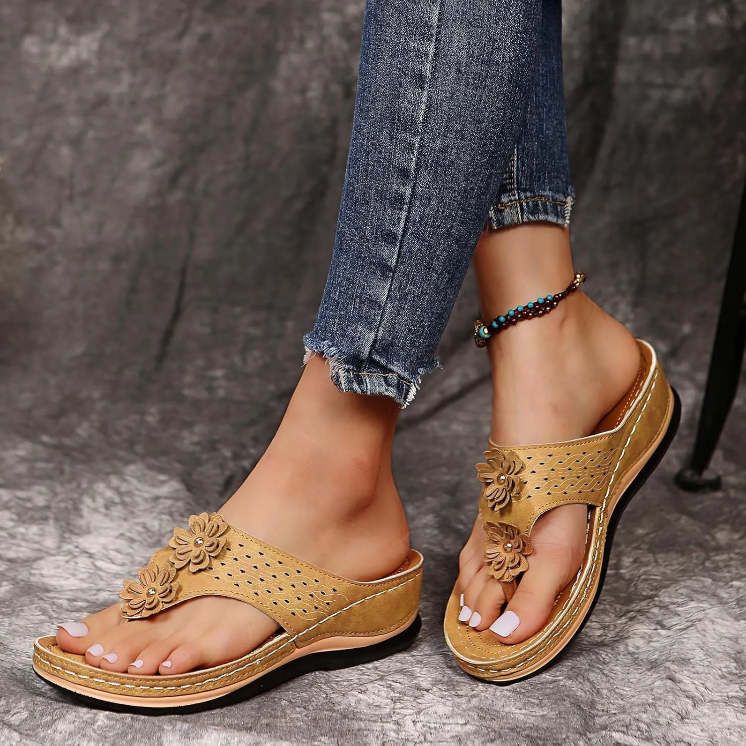 Eduavar Orthopedic Sandals for Women, Black Sandals Women Wide Width Open Toe Sandals Comfy Platform Sandals Travel Shoes