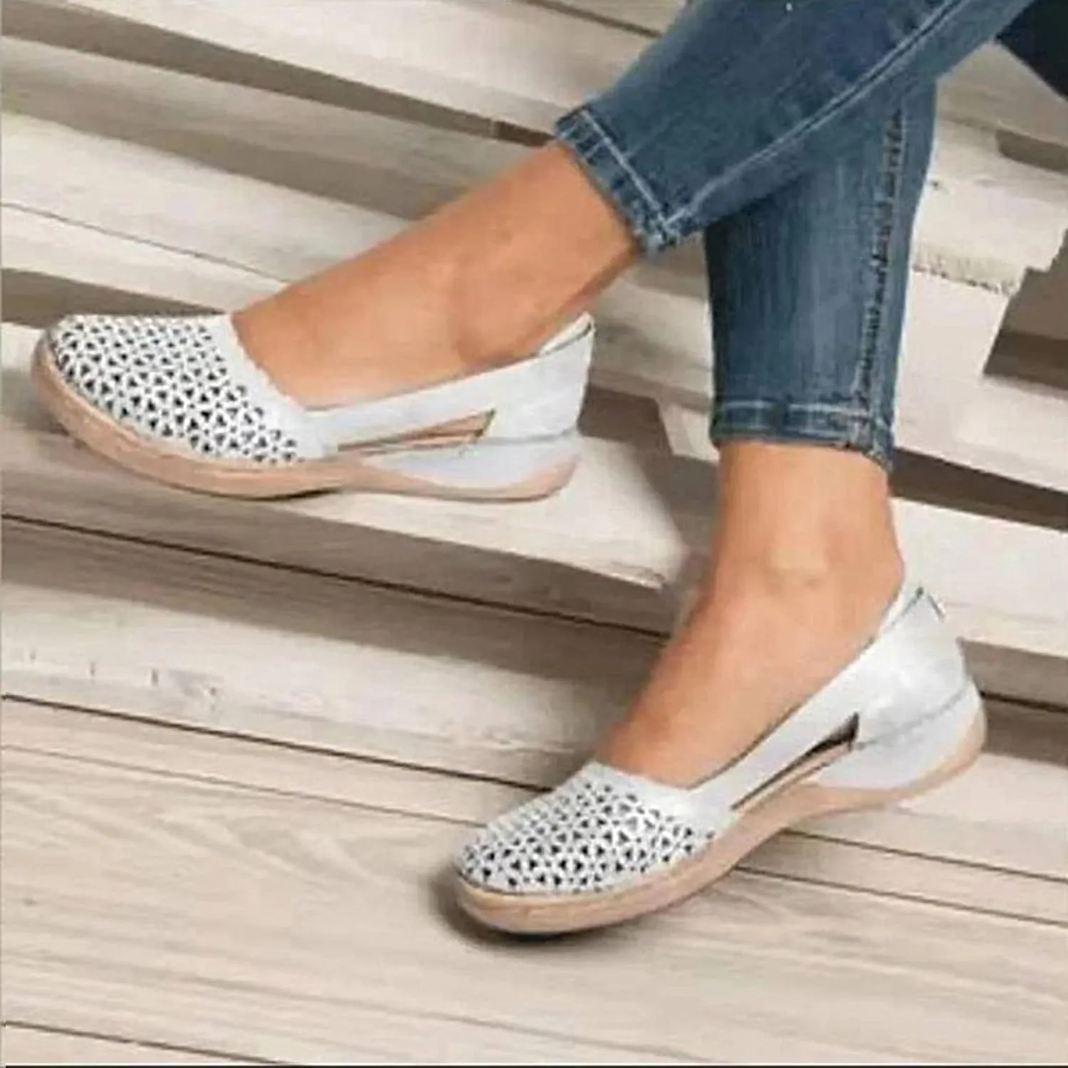 Eduavar Orthopedic Sandals for Women, Sandals Women Floral Leopard Print Sandals Peep Toe Wedge Sandals Comfy Slip On Shoes
