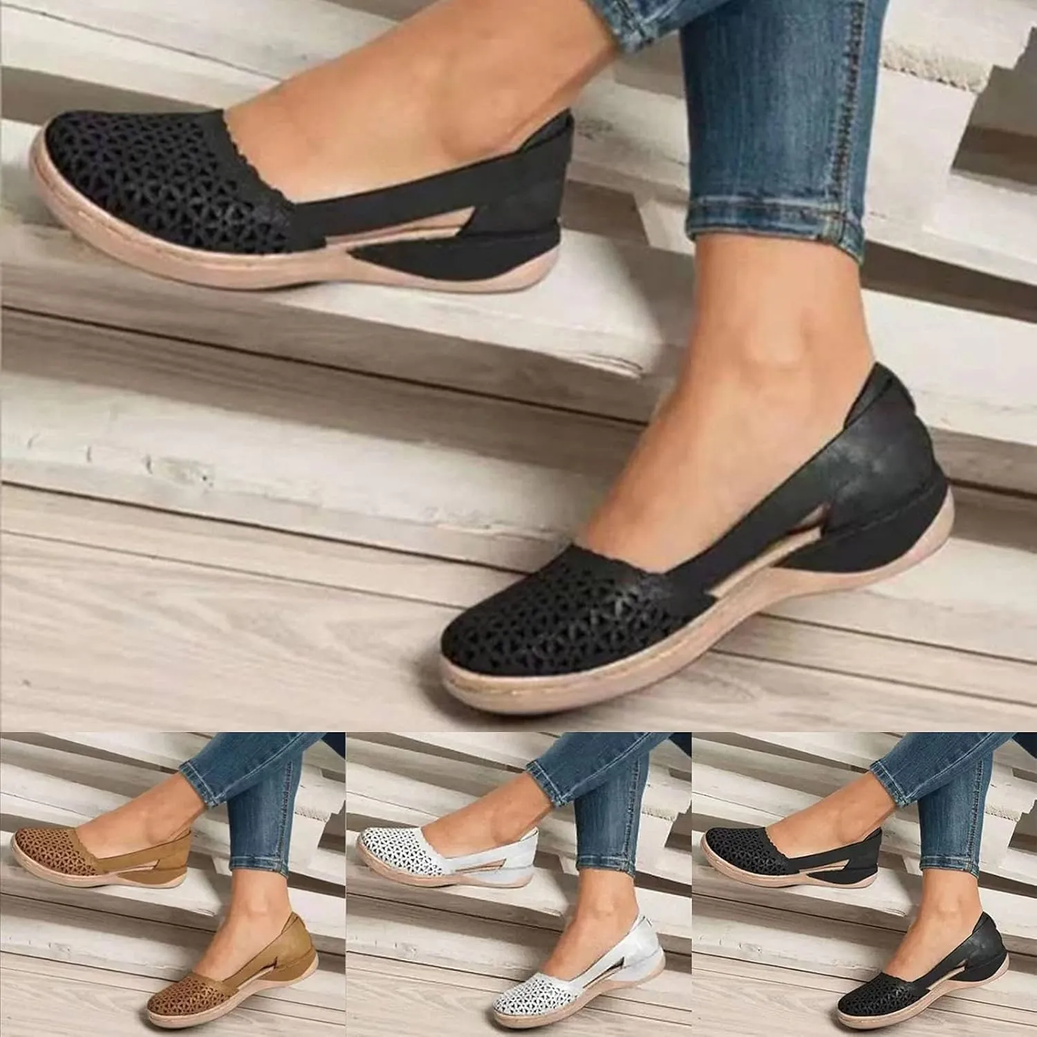 Eduavar Orthopedic Sandals for Women, Sandals Women Floral Leopard Print Sandals Peep Toe Wedge Sandals Comfy Slip On Shoes