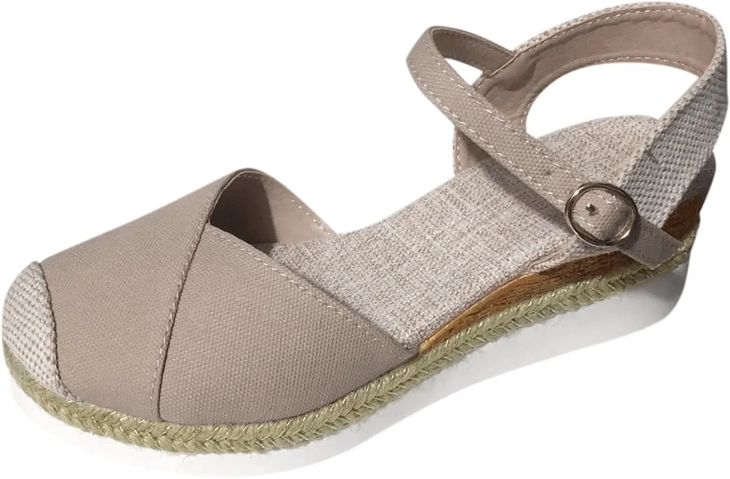 Eduavar Platform Sandals Women Casual Beach Walking Shoes Closed Toe Arch Support Ankle Strap Shoes Wedge Slides Slippers