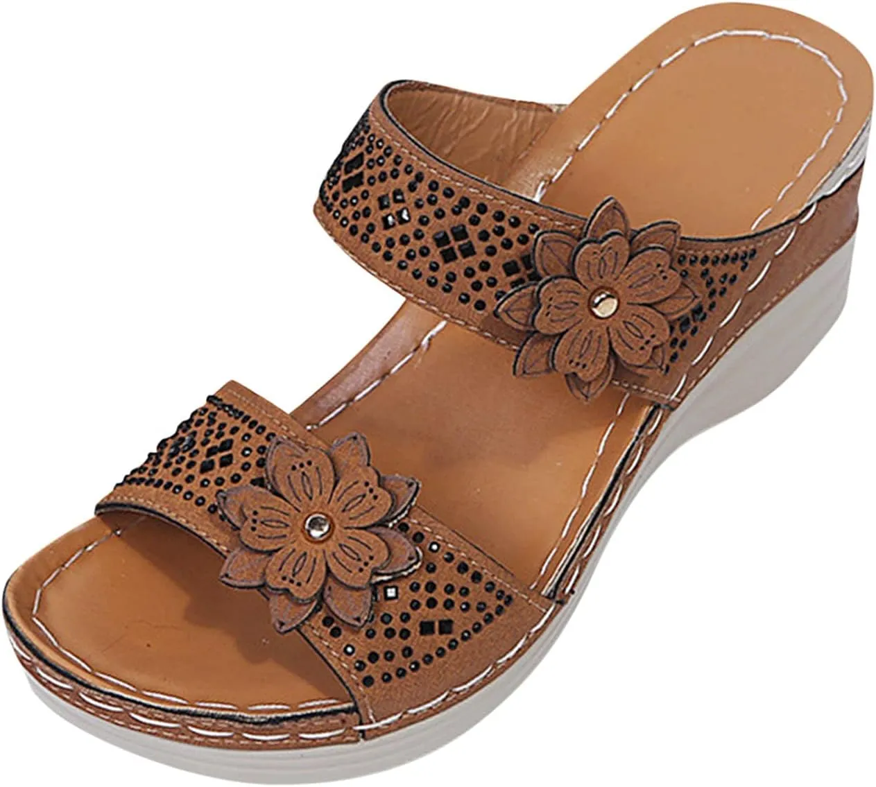 Eduavar Sandals for Women Dressy Summer, Wedge Sandals for Women Breathable Open Toe Platform Sandals with Arch Support