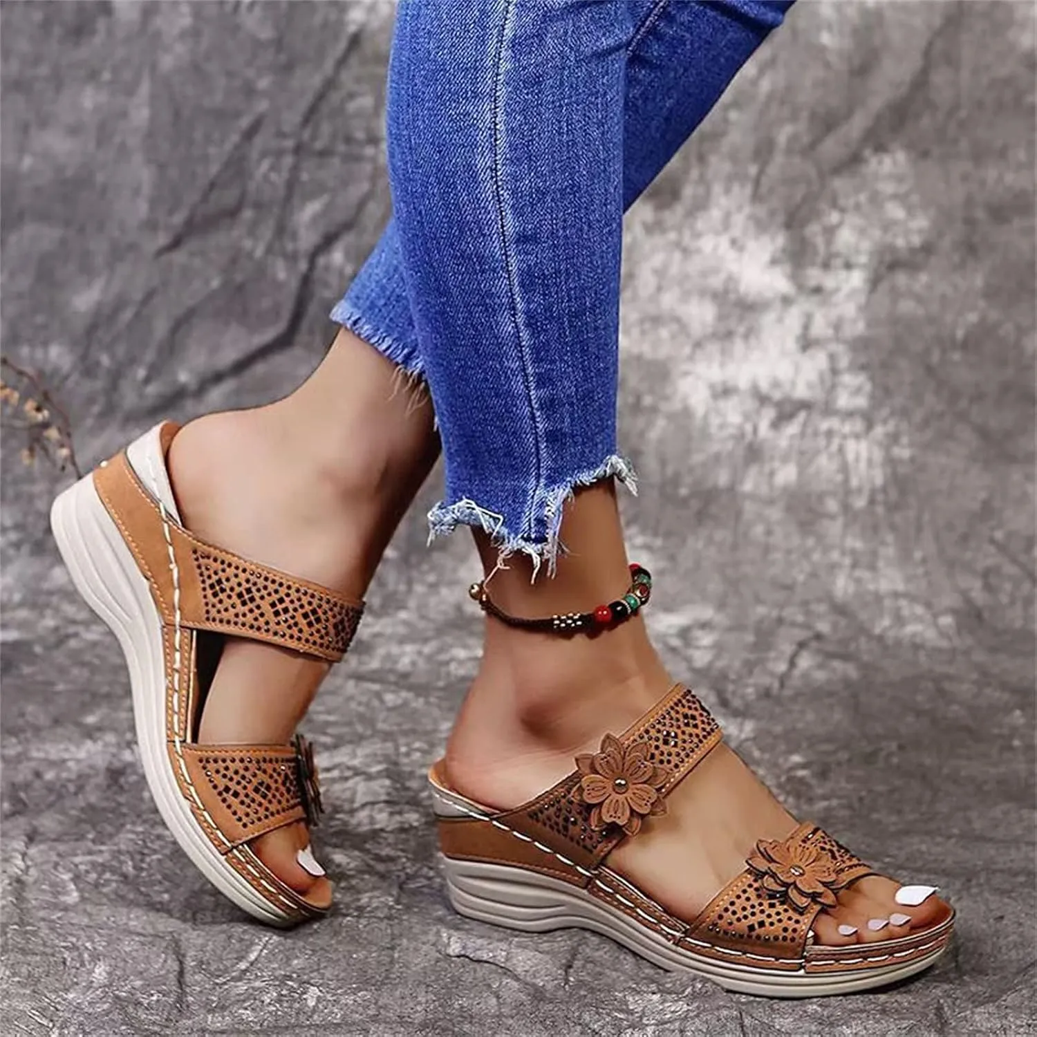 Eduavar Sandals for Women Dressy Summer, Wedge Sandals for Women Breathable Open Toe Platform Sandals with Arch Support