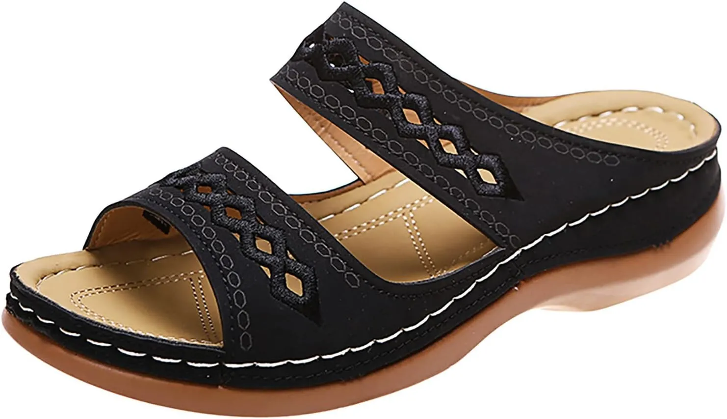 Eduavar Sandals for Women Dressy Summer, Womens Sandals Comfortable Slip On Sandals Open Toe Slip On Walking Sandals Shoes
