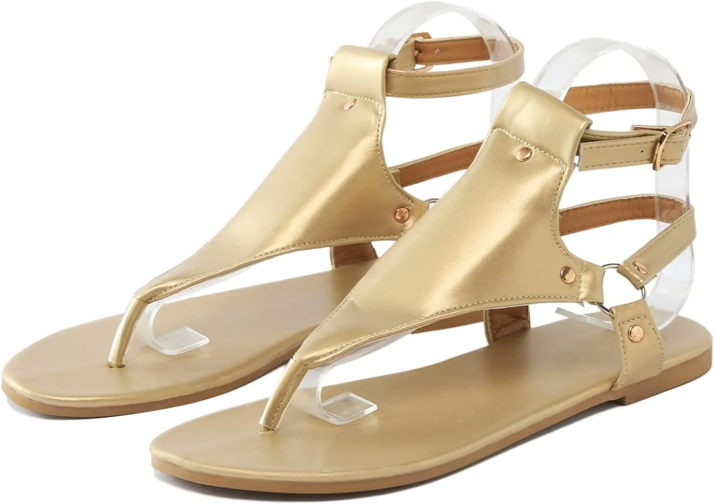 Eduavar Sandals Women Dressy Summer Flat, Beach Sandals for Women Summer Open Toe Flip Flops Thong Sandals with Buckle Strap