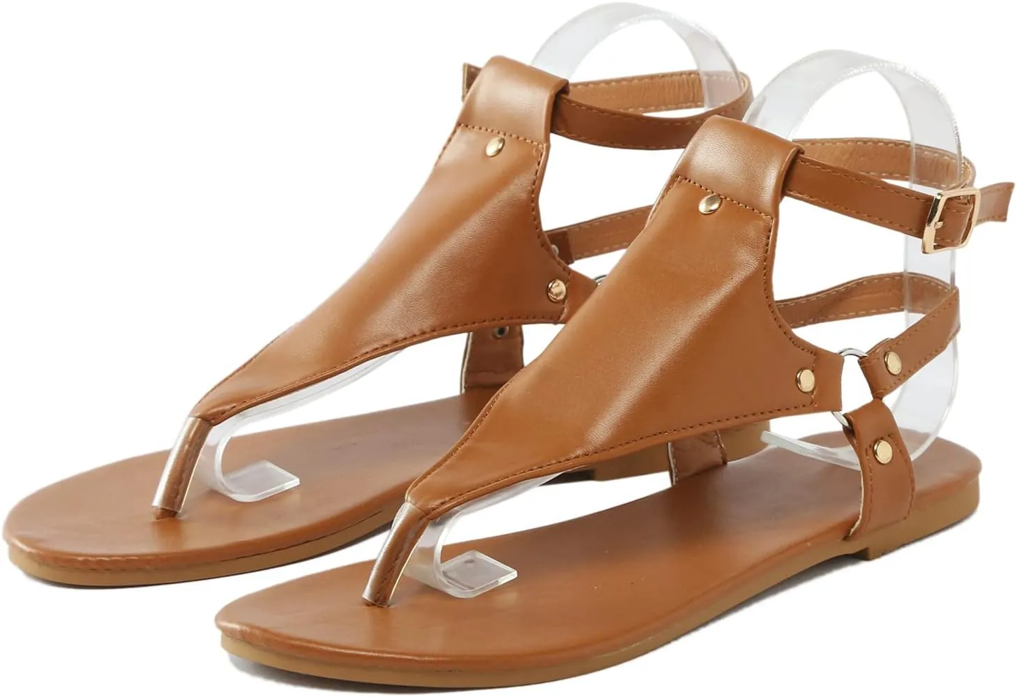 Eduavar Sandals Women Dressy Summer Flat, Beach Sandals for Women Summer Open Toe Flip Flops Thong Sandals with Buckle Strap