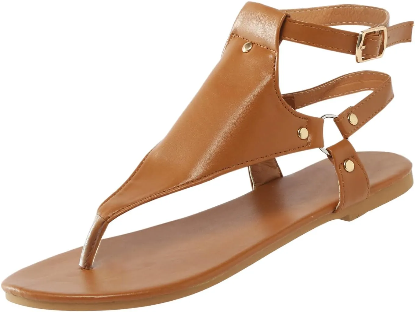 Eduavar Sandals Women Dressy Summer Flat, Beach Sandals for Women Summer Open Toe Flip Flops Thong Sandals with Buckle Strap