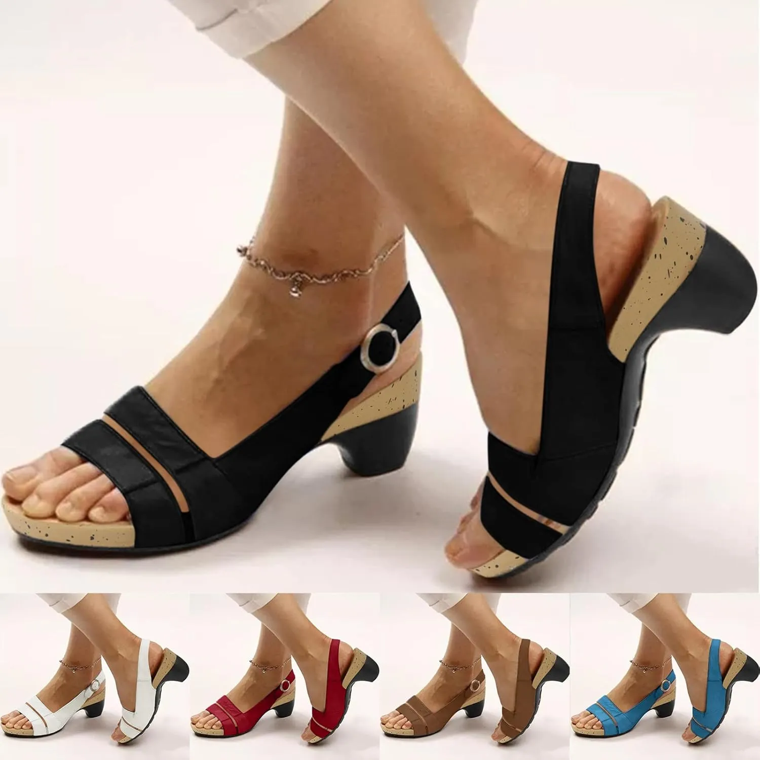 Eduavar Summer Sandals for Women 2023, Sandals Women Dressy Rhinestones Wedge Sandals Open Toe Zip Up Sandals Shoes