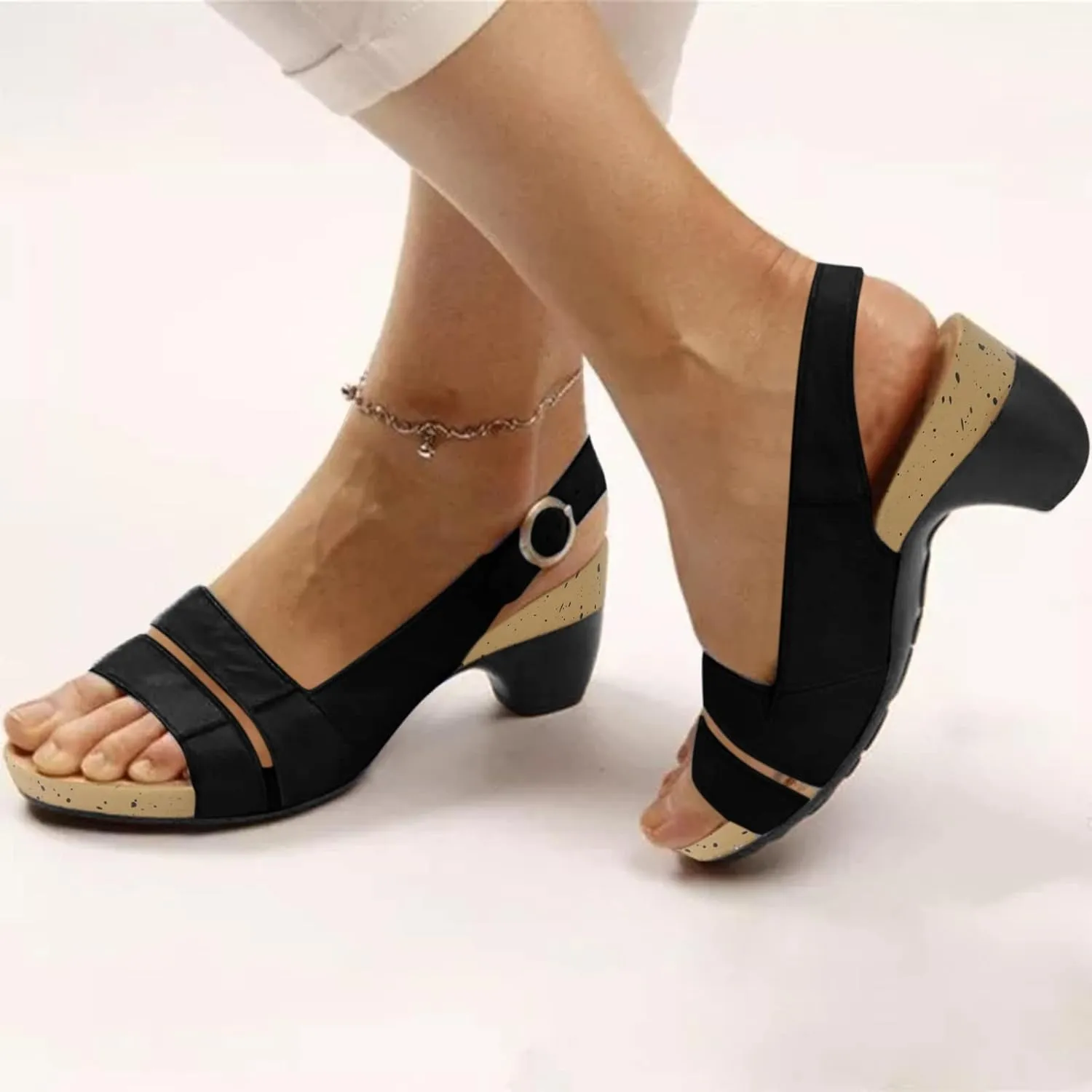 Eduavar Summer Sandals for Women 2023, Sandals Women Dressy Rhinestones Wedge Sandals Open Toe Zip Up Sandals Shoes