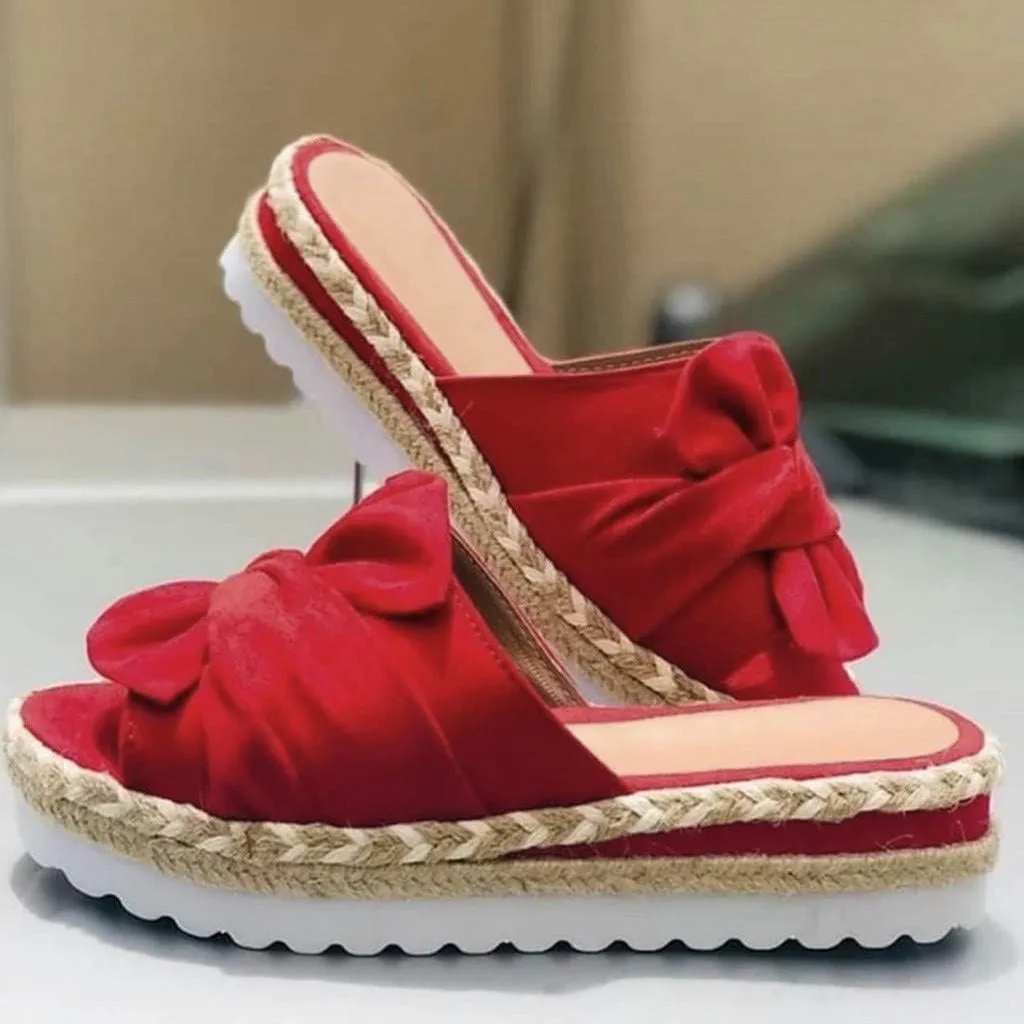Eduavar Womens Sandals, Sandals Women Dressy Summer Espadrille Platform Sandals Open Toe Bow Tie Sandals