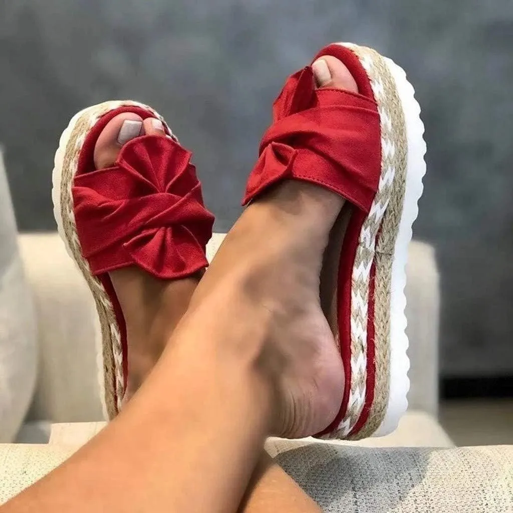 Eduavar Womens Sandals, Sandals Women Dressy Summer Espadrille Platform Sandals Open Toe Bow Tie Sandals