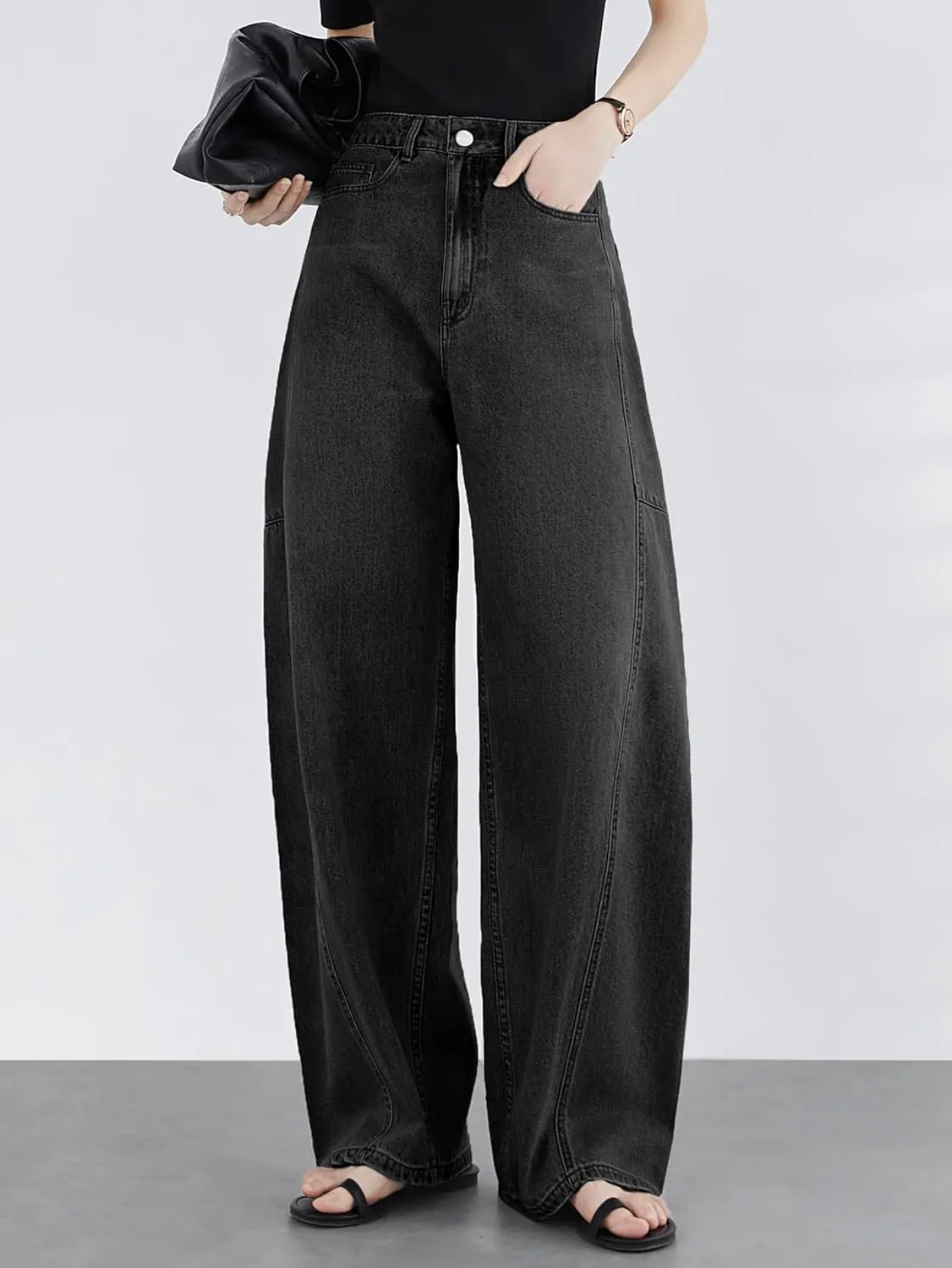 EMMIOL Women Hip Hop Baggy Jeans Wide Leg Mid-Low Waist Jeans Loose Boyfriends Jeans 90s Vintage Denim Pants