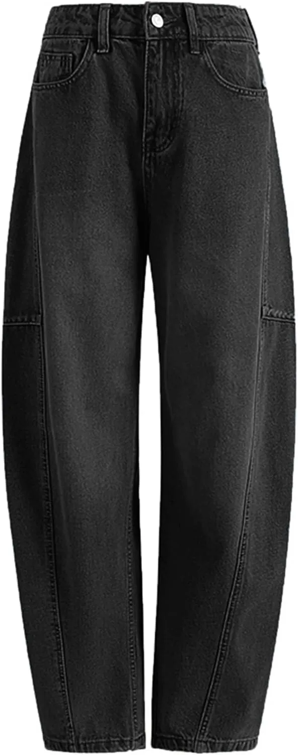 EMMIOL Women Hip Hop Baggy Jeans Wide Leg Mid-Low Waist Jeans Loose Boyfriends Jeans 90s Vintage Denim Pants
