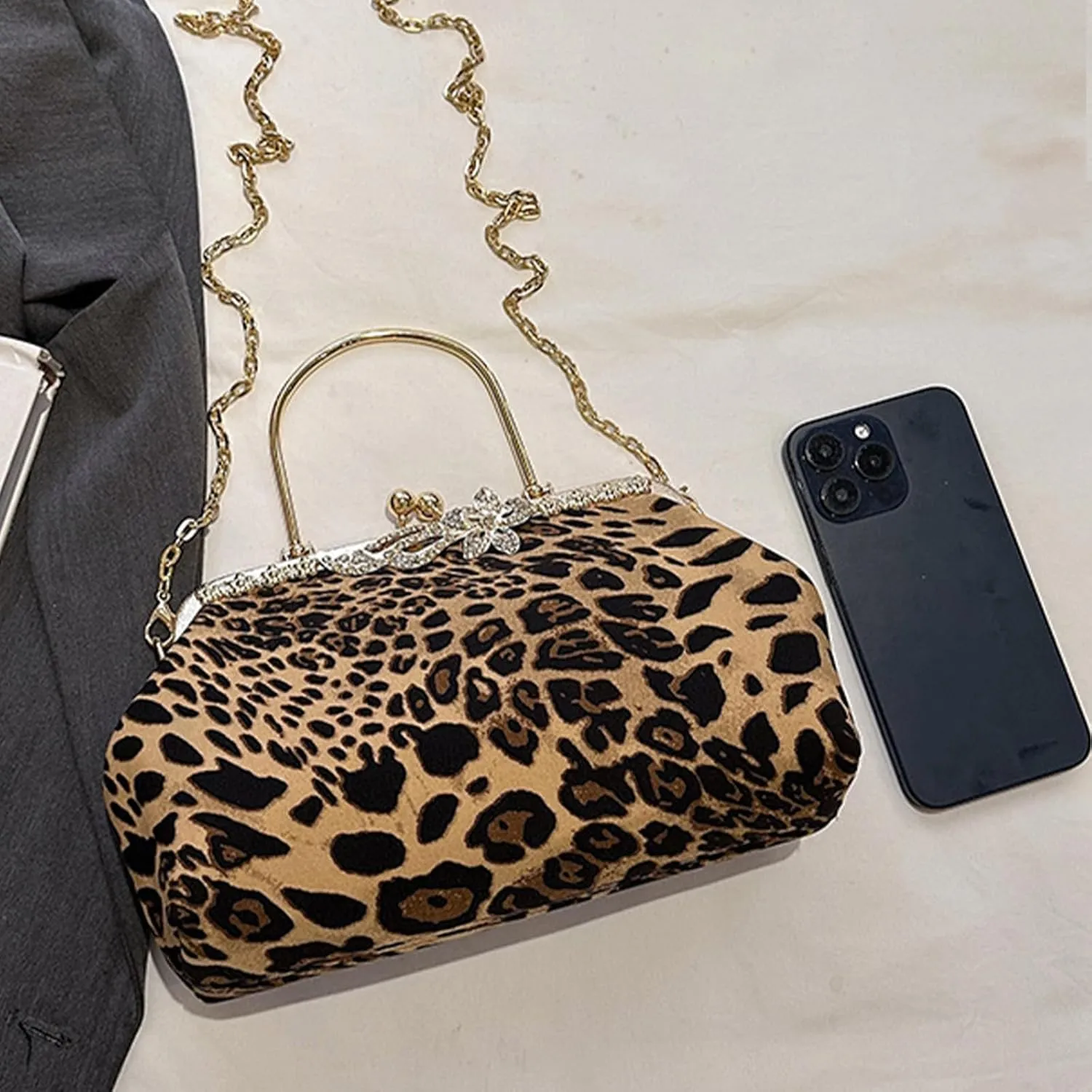 Evening Bag Small Clutch Purses Leopard Purse Formal Wedding Handbag for Women Fashion Crossbody Bags With Chain